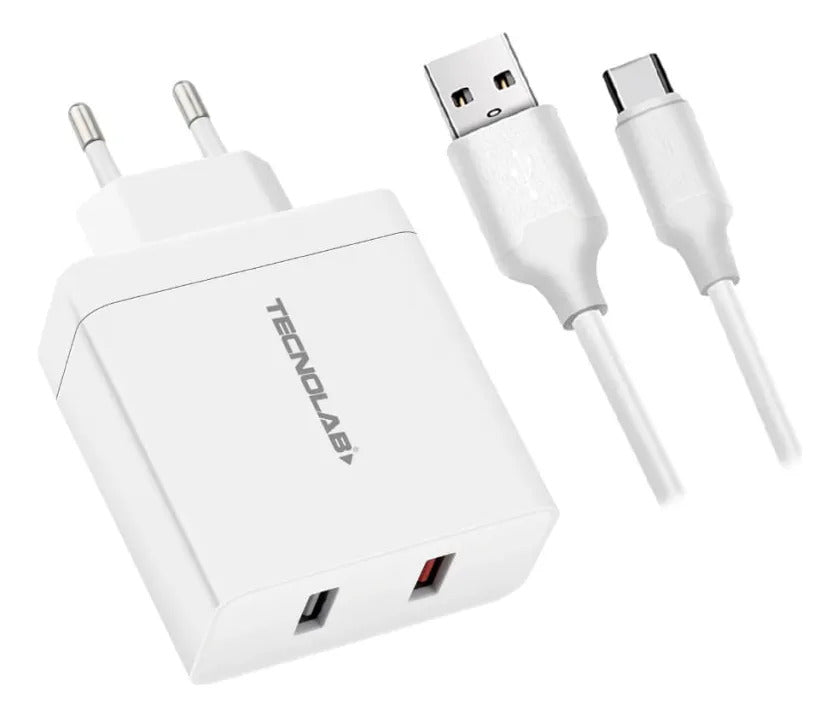 Cargador Rápido Tecnolab 30W QC 3.0 con Cable USB-C