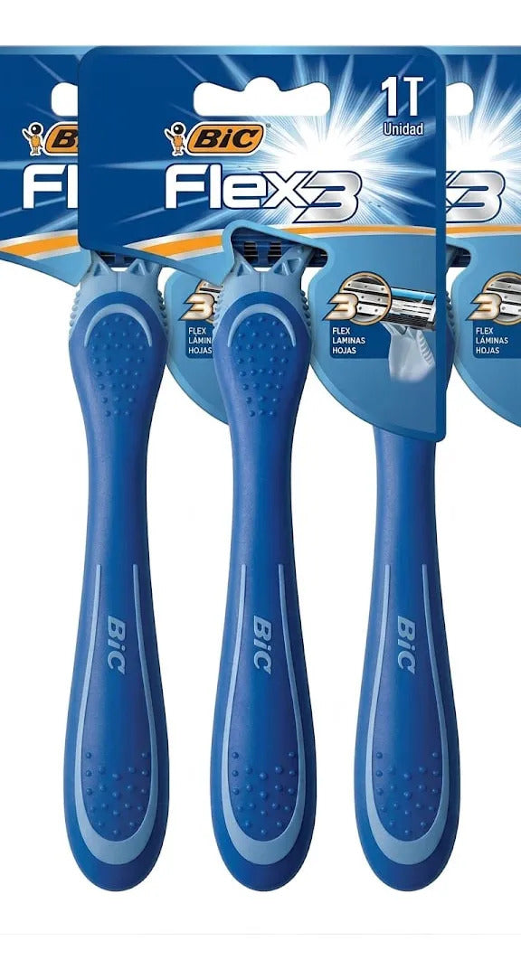 Maquinilla Bic Flex Desechable 3 Hojas Pack x3