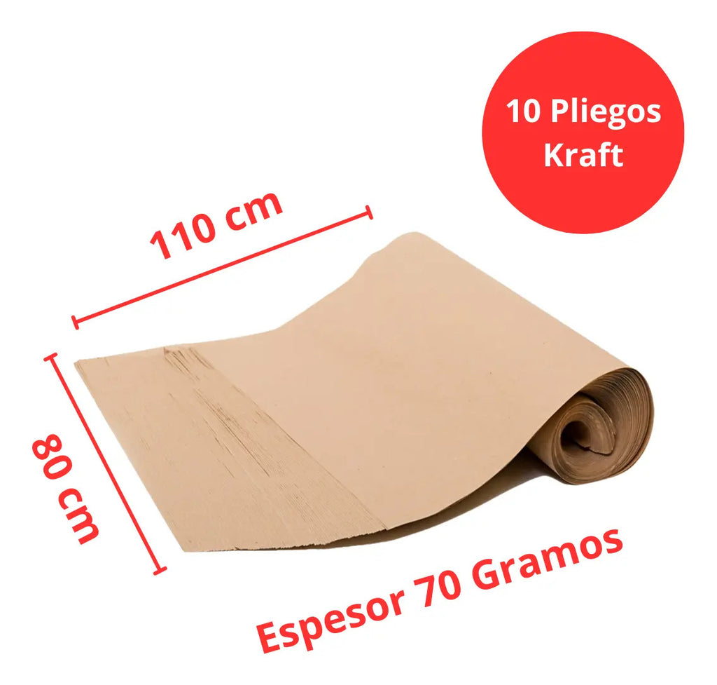 Pack 10 Pliegos De Papel Kraft 80 X 110 Cm De 70gr