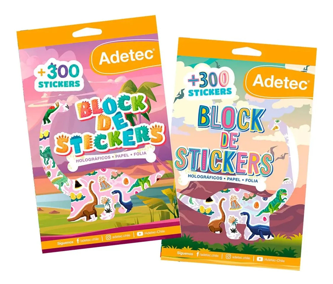 Pack 3 Blocks Stickers Dinosaurios y Monster Adetec