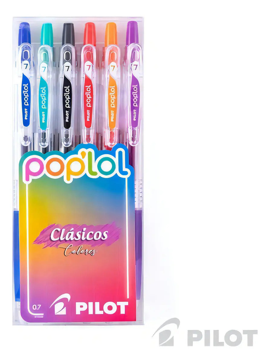 Set 6 Lápices Gel Pilot Pop Lol 0.7mm Clásico