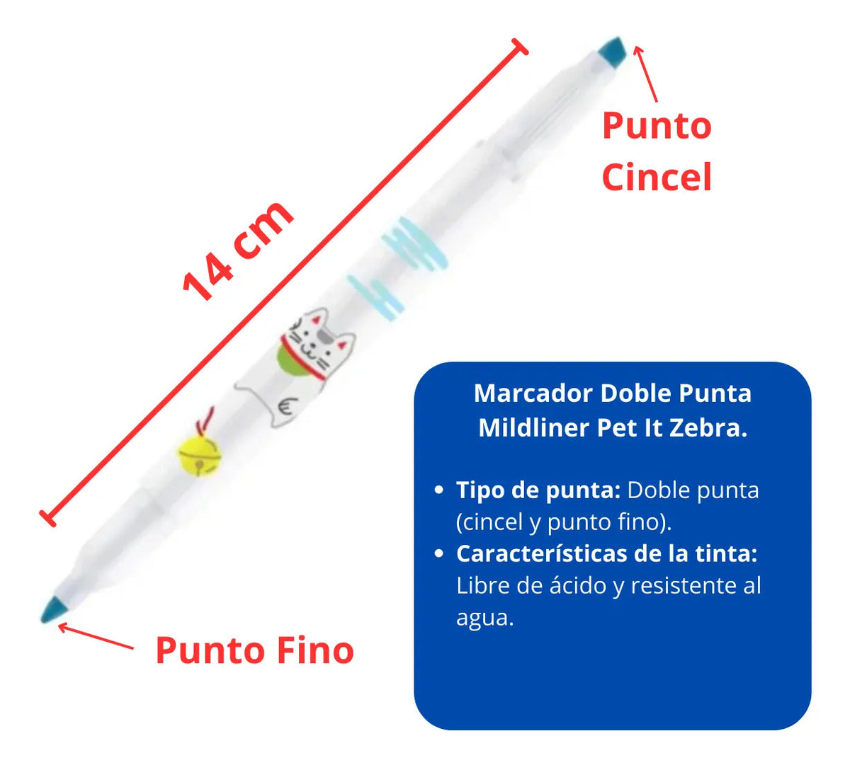 Set 3 Marcadores Mildliner Pet It Zebra Doble Punta