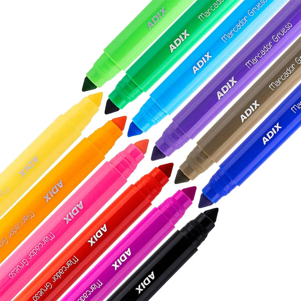 Marcadores Scripto Grueso 12 Colores Escolares Lavables Adix