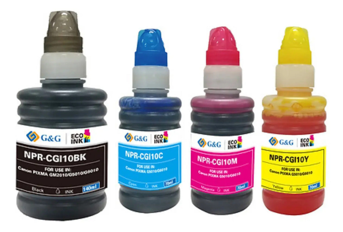 Pack 4 Tintas GI-10 Para Canon G6010 G7010 (4 Colores)