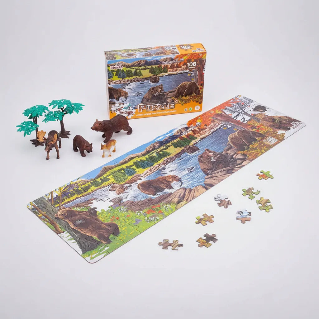 Puzzle De 108 Piezas Oso + Accesorios Wenno Didáctico