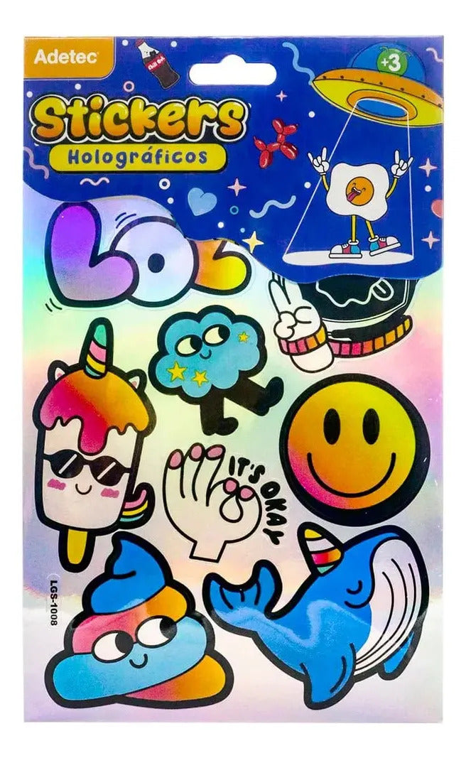 Block De Stickers Decorativos Holograficos - Juvenil Surtido