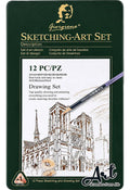 Set 12 Lápices Grafito Graduados Giorgione Caja Metal