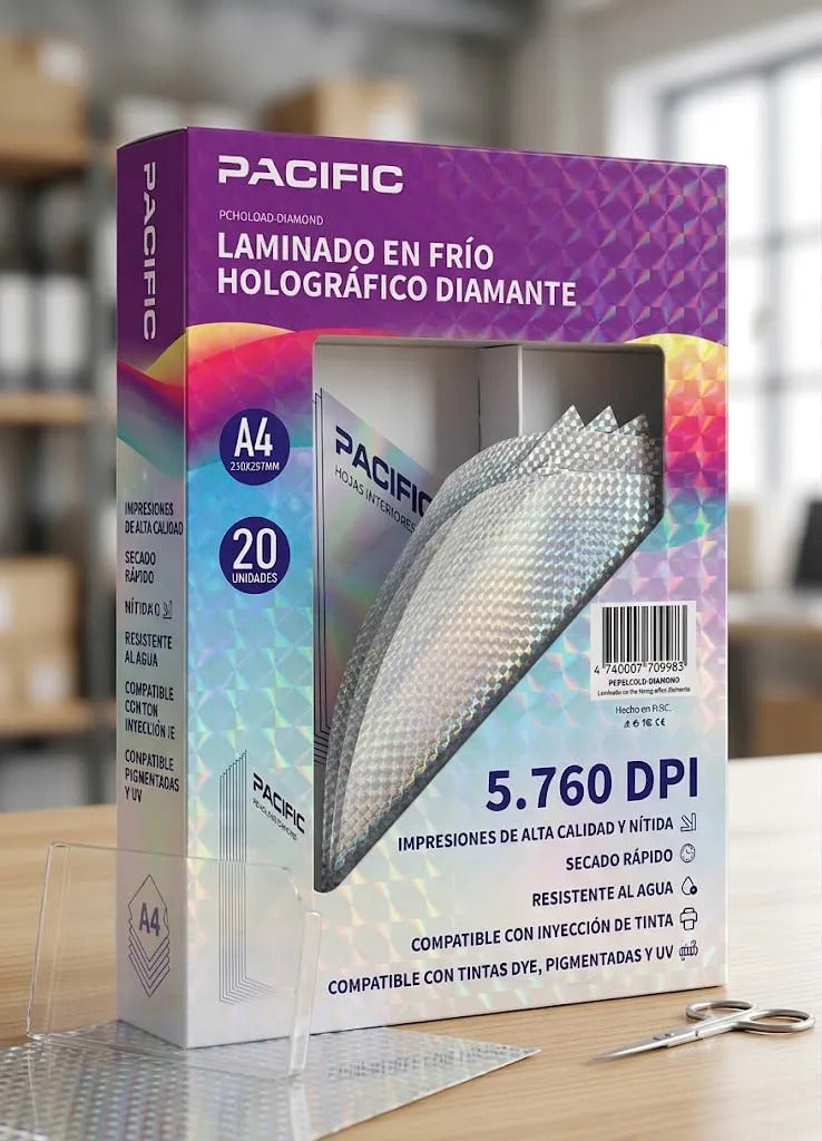 Laminado en Frío Diamante A4 Holográfico 20 Hojas