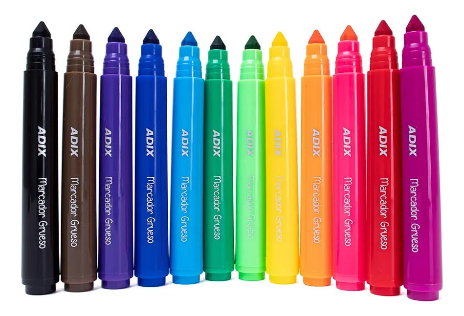 Marcadores Scripto Grueso 12 Colores Escolares Lavables Adix