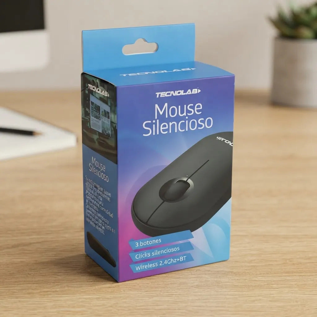 Mouse Silencioso Tecnolab Dual 2.4G y Bluetooth