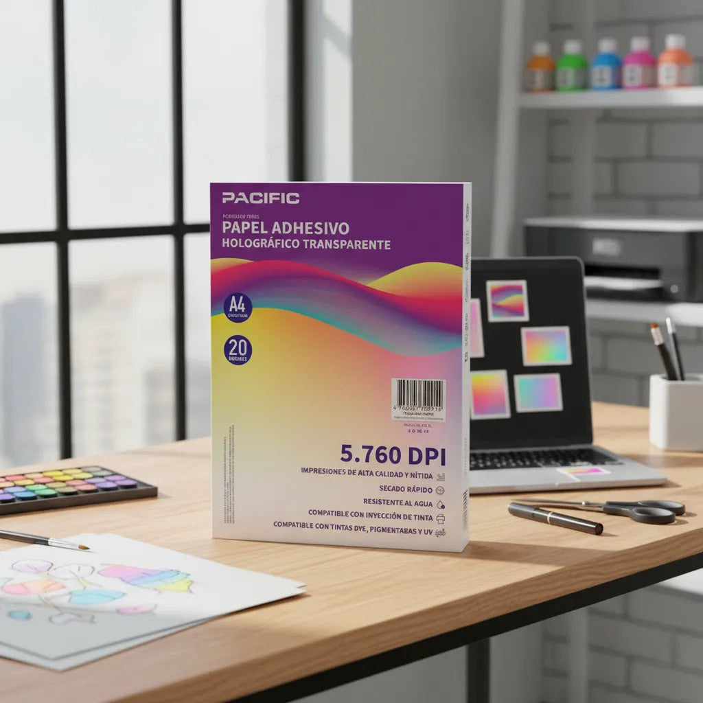 Papel Adhesivo Holográfico A4 Pacific 20 Hojas