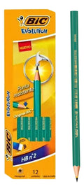 Lápiz Grafito Bic Evolution HB 2 sin Goma Pack 12