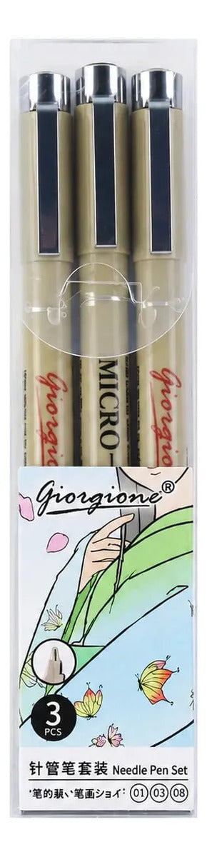 Set 3 Tiralíneas Giorgione Microlineador Dibujo