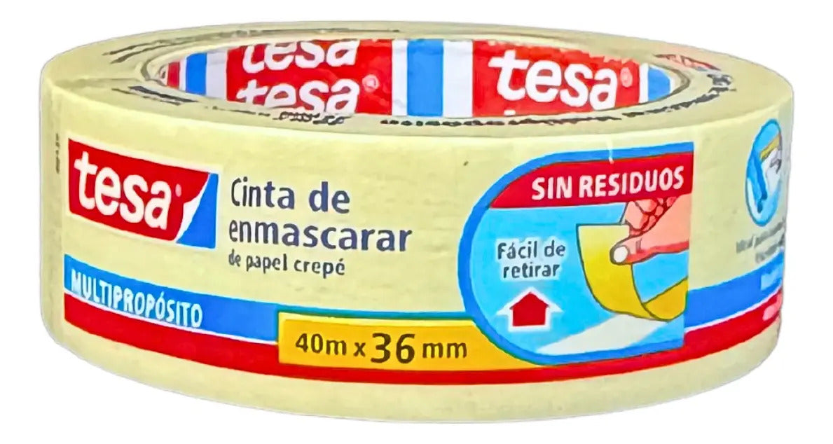 Masking Tape Tesa 36 Mm X 40 M Color Blanco Cinta Enmascarar