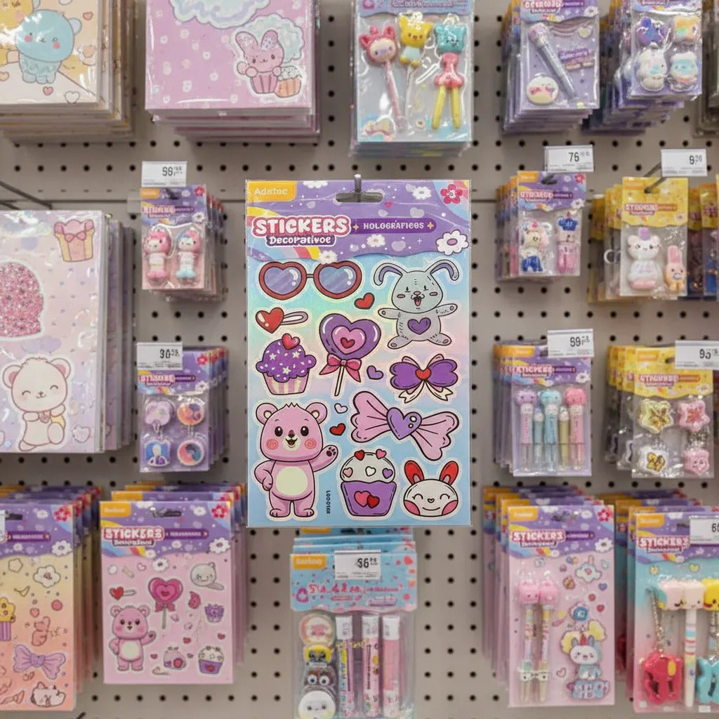 Stickers Holográficos Decorativos Adetec Niños