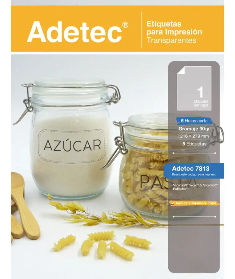 Etiqueta Adhesiva Transparente 216x279 Mm Resistente Al Agua