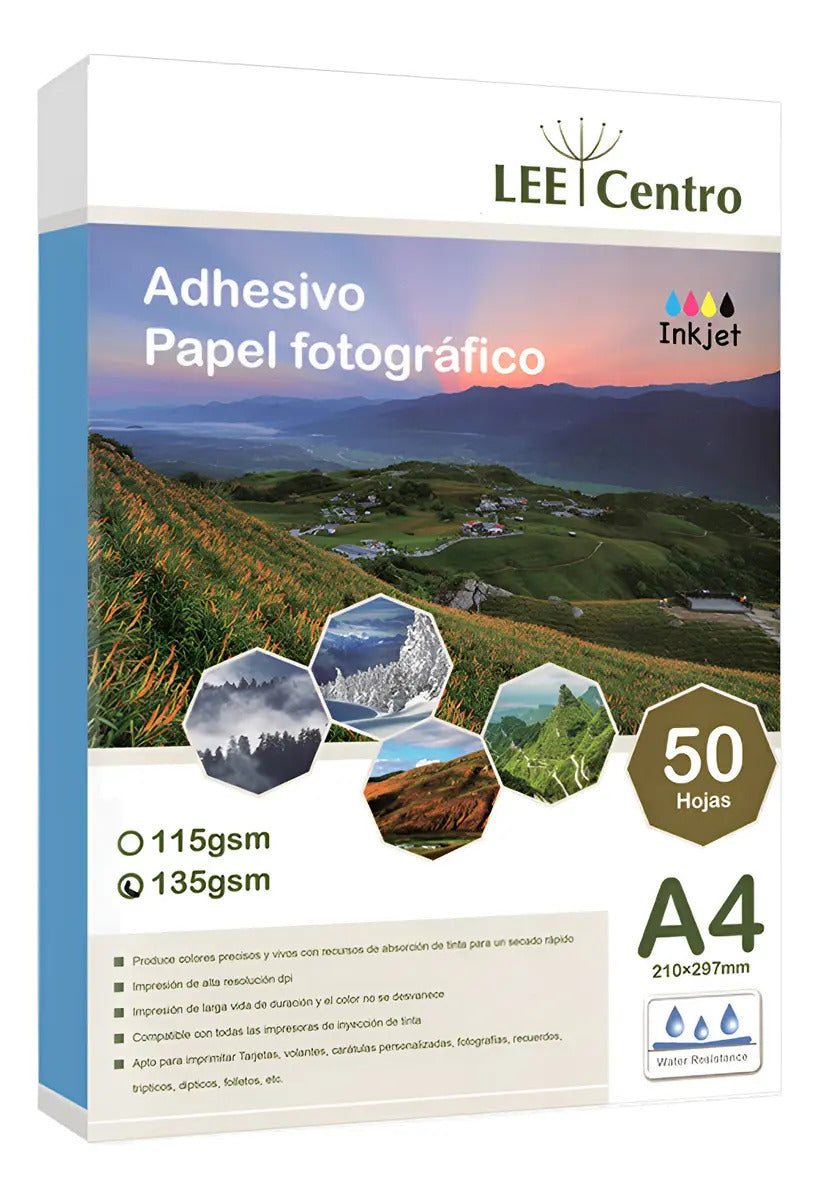 Papel Adhesivo Fotográfico Glossy A4 135g 50h Lee Centro