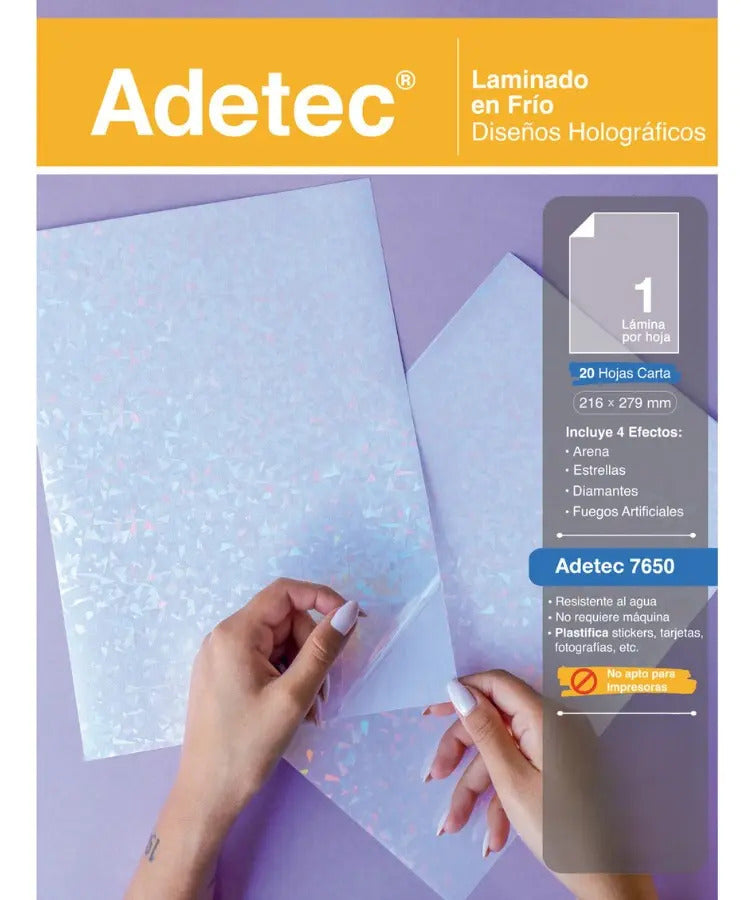 Laminado En Frío Holográfico Carta 20 Láminas Con 4 Efectos