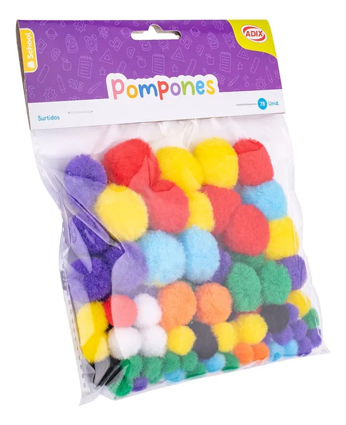 Pompones Surtidos Adix Mix Medidas Pack x78