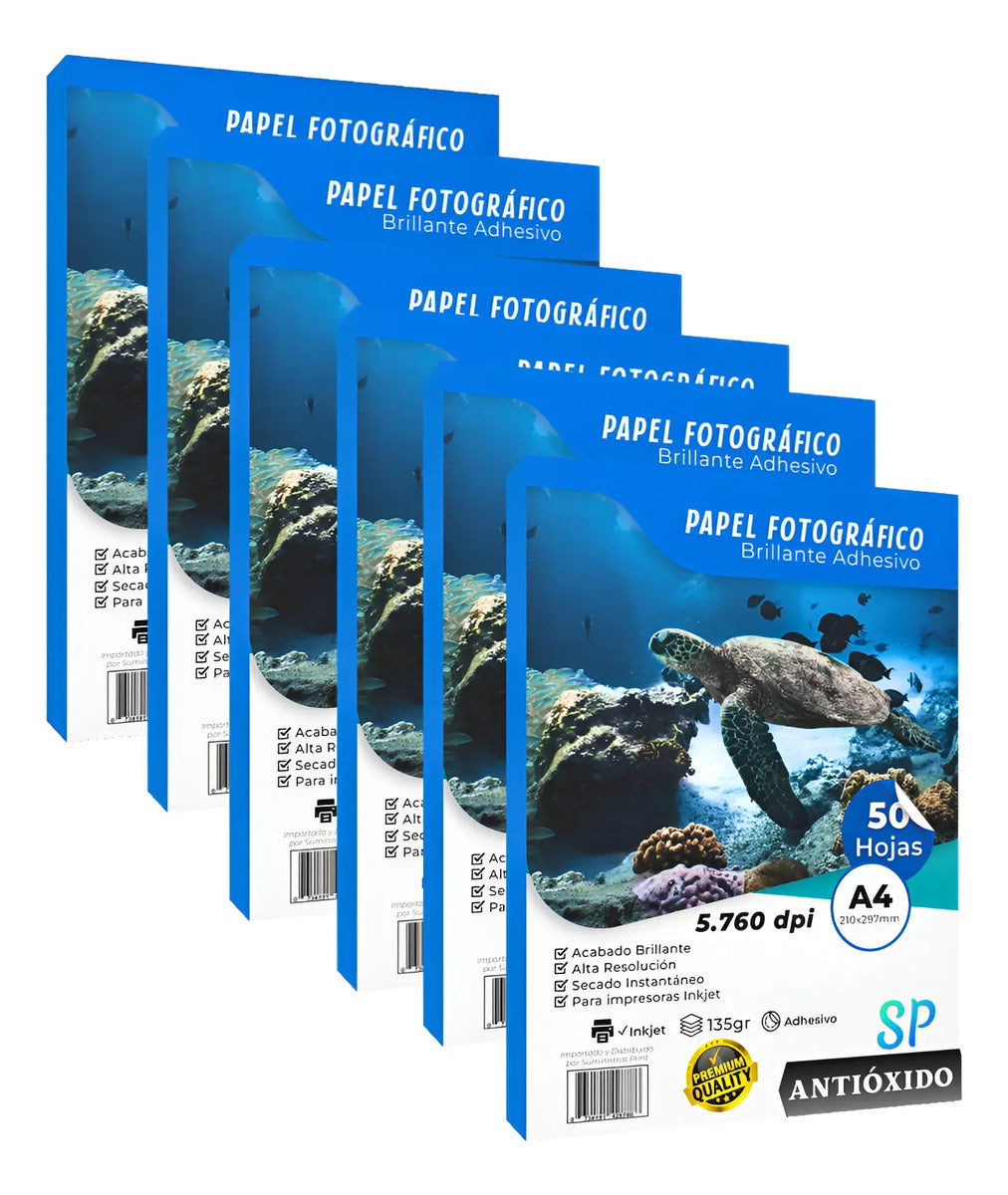 Papel Fotográfico Adhesivo Pack 300 Hojas 135gr A4 Brillante