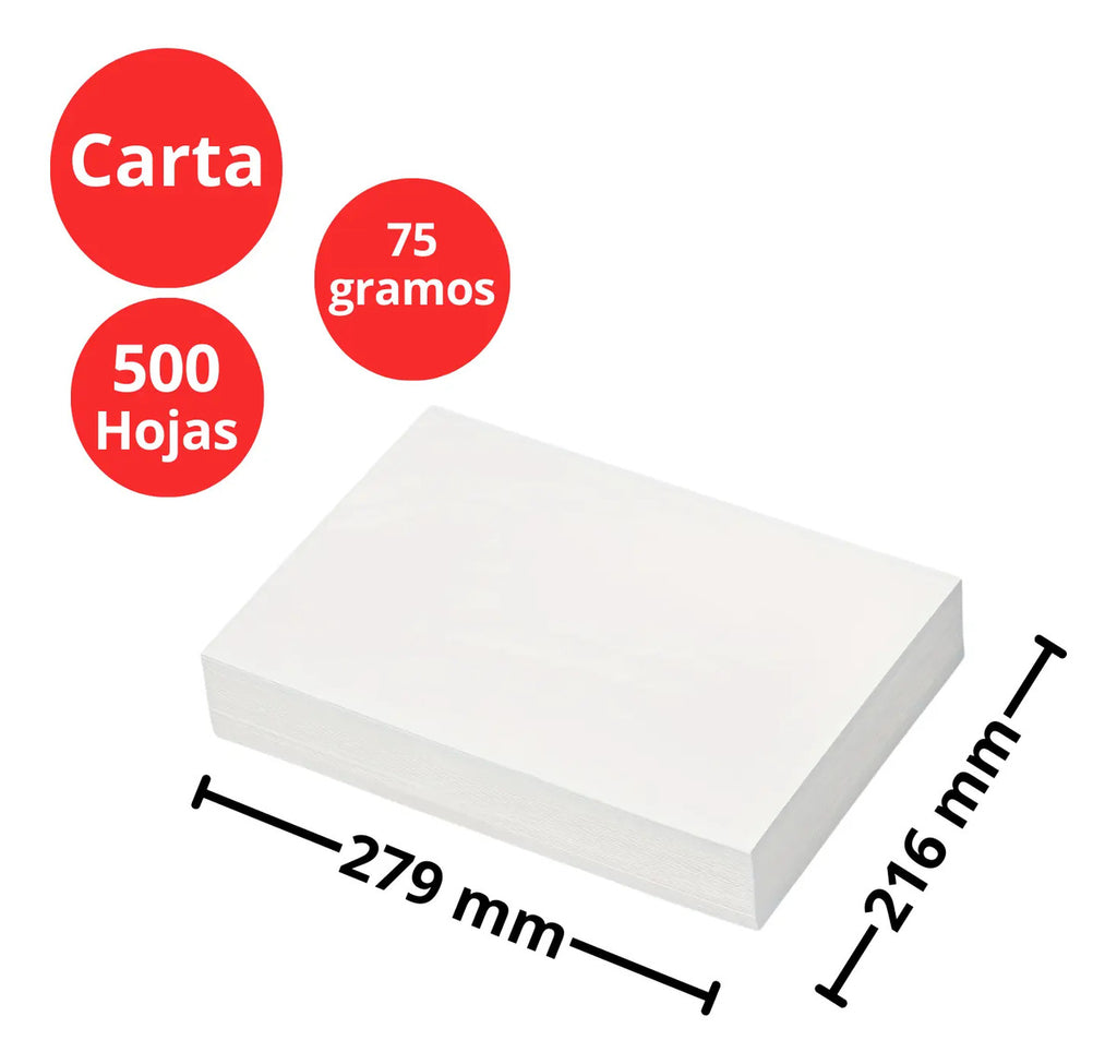 Pack Caja De 5 Resmas Carta 75gr Rituz X 500 Hojas