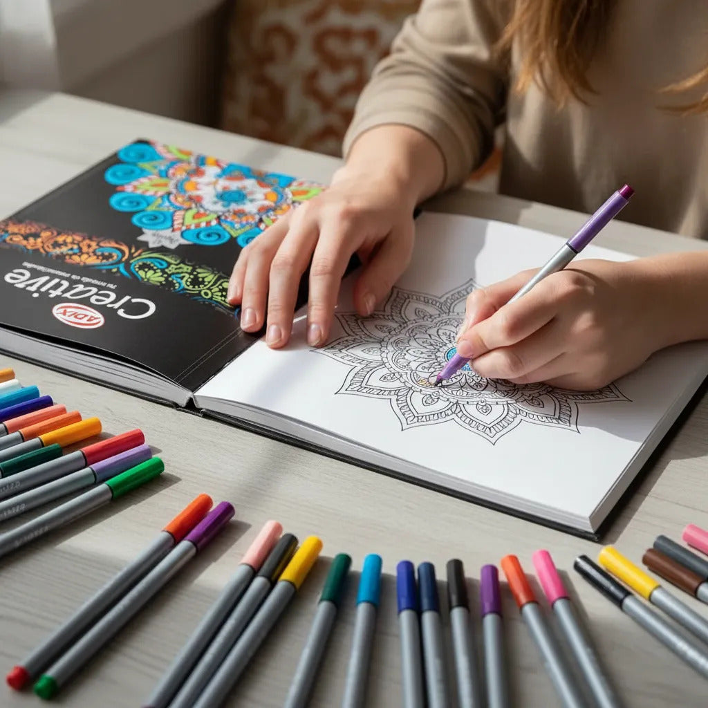 Libro para Colorear Mandalas Adix + 48 Fineliners