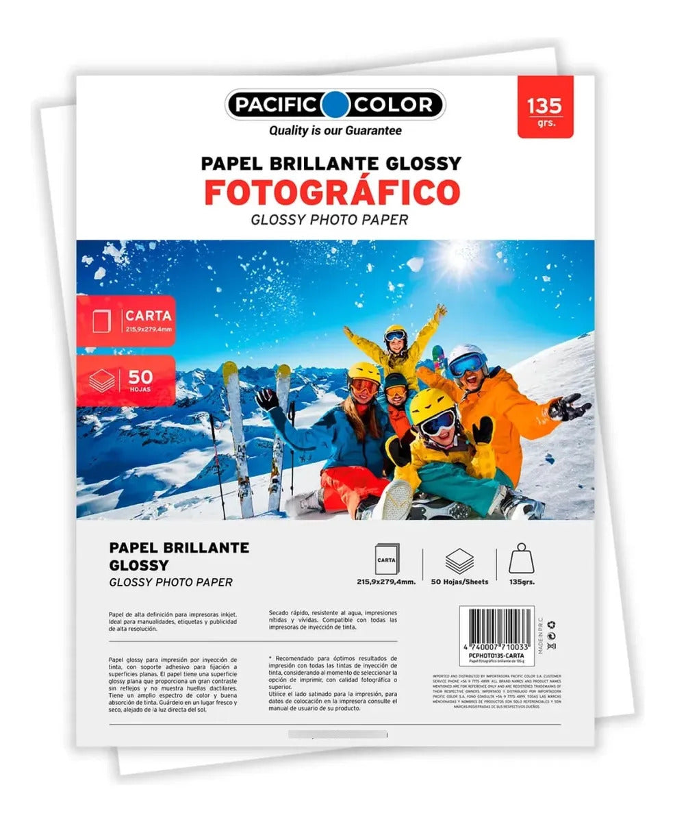 Papel Fotográfico Glossy 135g Carta X 50 Hojas Pacific Color
