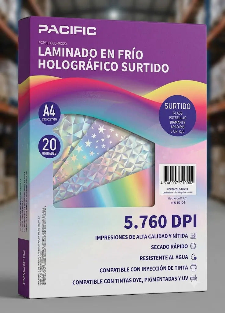 Laminado en Frío Holográfico A4 Diseños Surtidos