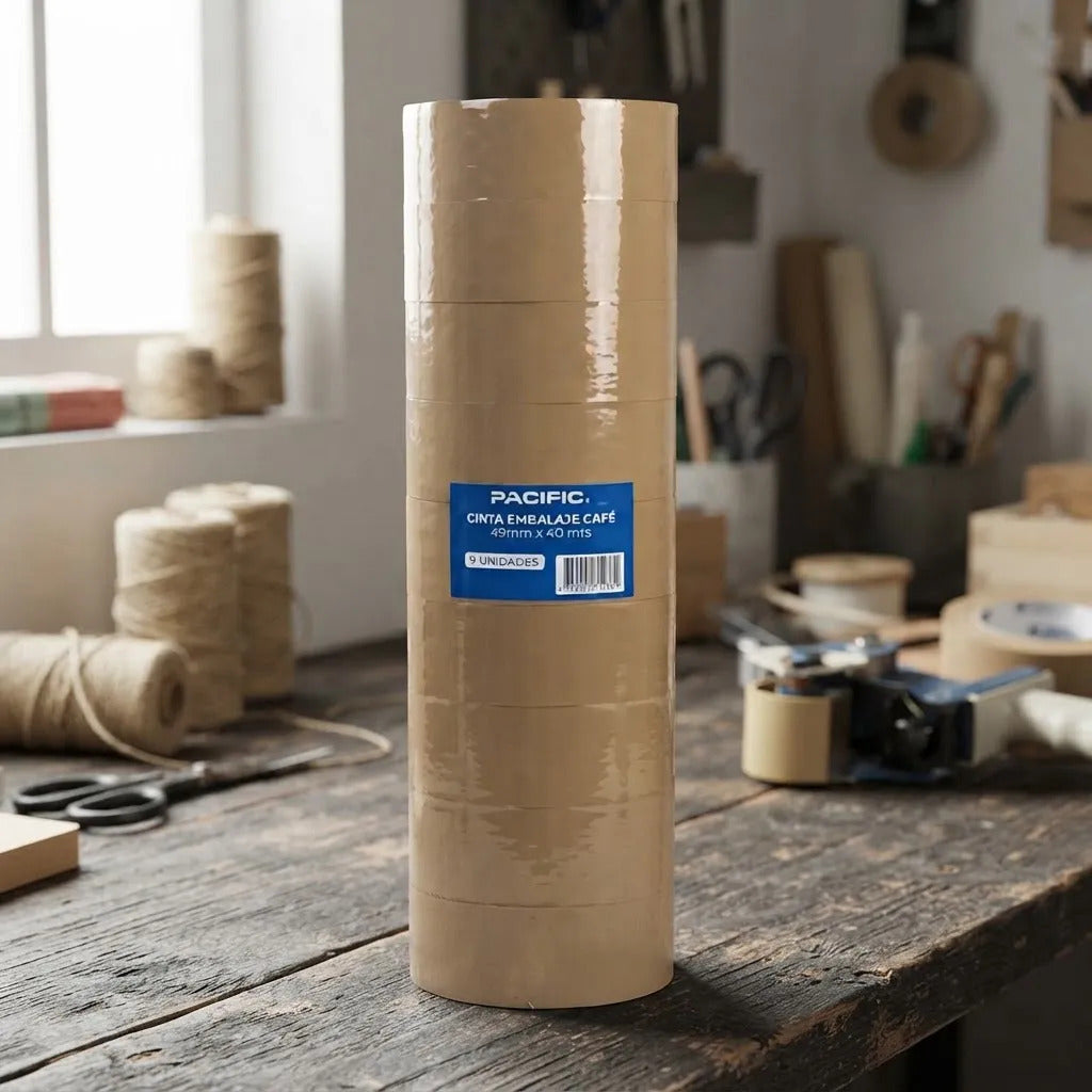Pack 9 Cintas Embalaje Pacific 45mm Alta Adherencia
