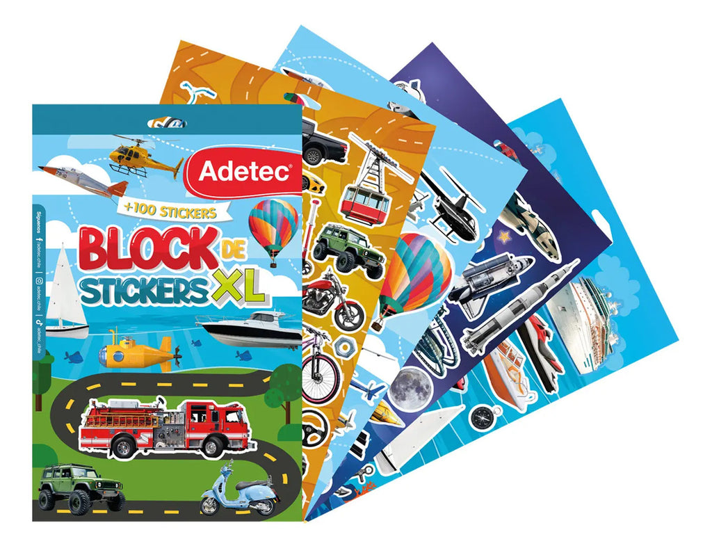 Block de Stickers XL Adetec Vehículos +100 Unidades