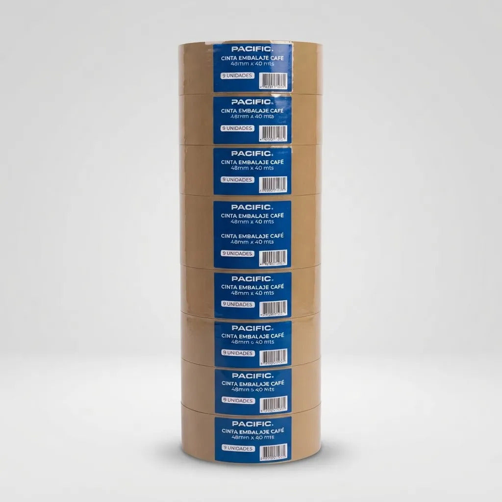 Pack 9 Cintas Embalaje Pacific 45mm Alta Adherencia