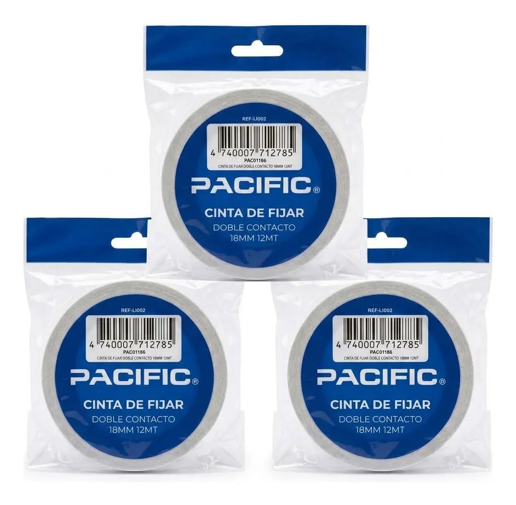 Pack 3 Cintas de Montaje Doble Faz Pacific 12m