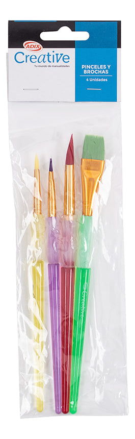 Pinceles Y Brocha Para Témpera Escolar Creative Pack 4und