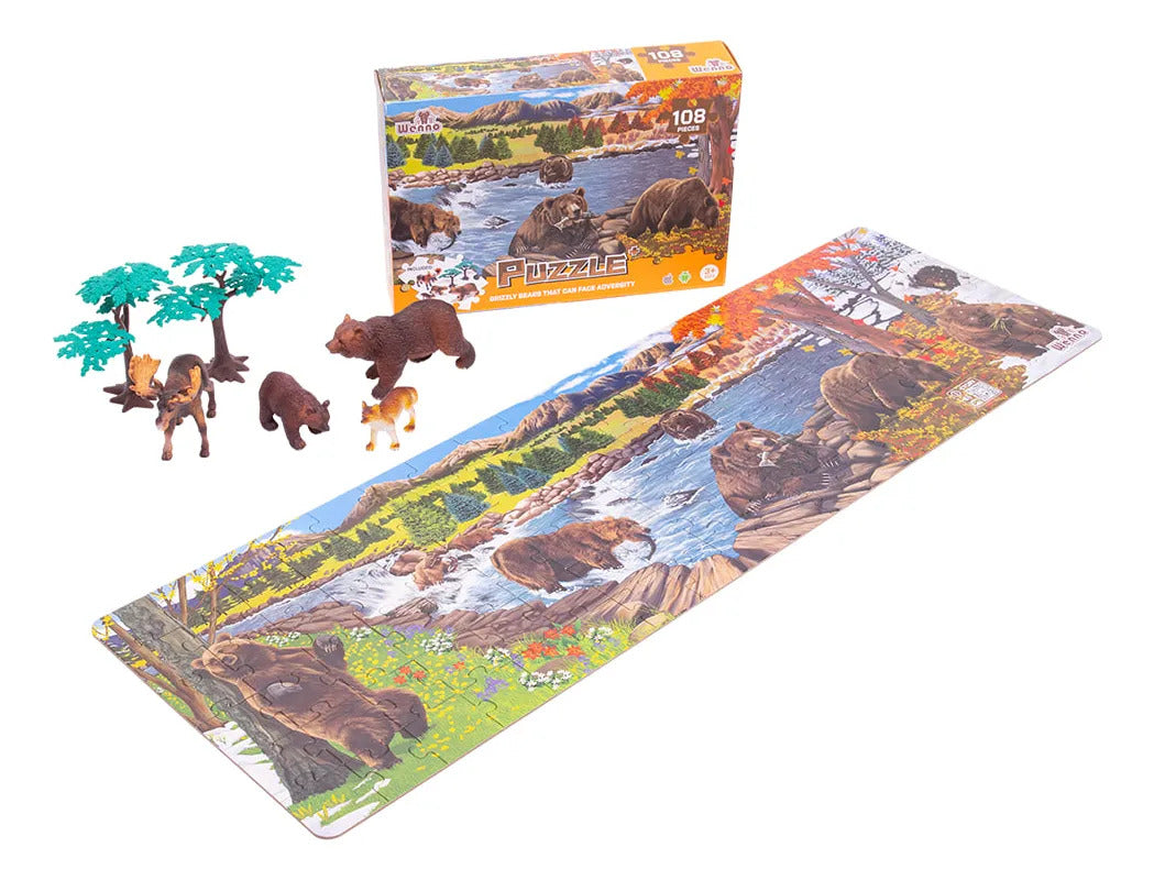 Puzzle De 108 Piezas Oso + Accesorios Wenno Didáctico