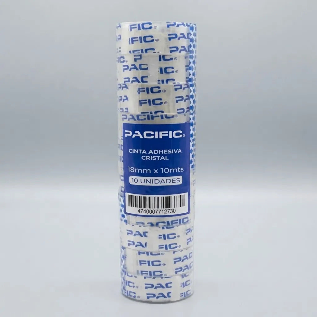 Cinta Adhesiva Cristal Pacific 18mm x10m Pack x10