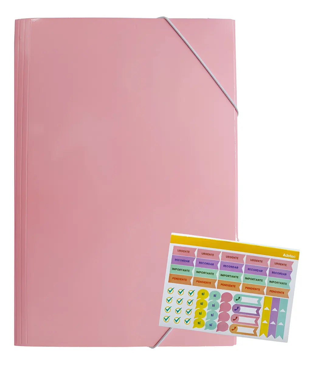Carpeta con Elástico Oficio Adetec Rosa