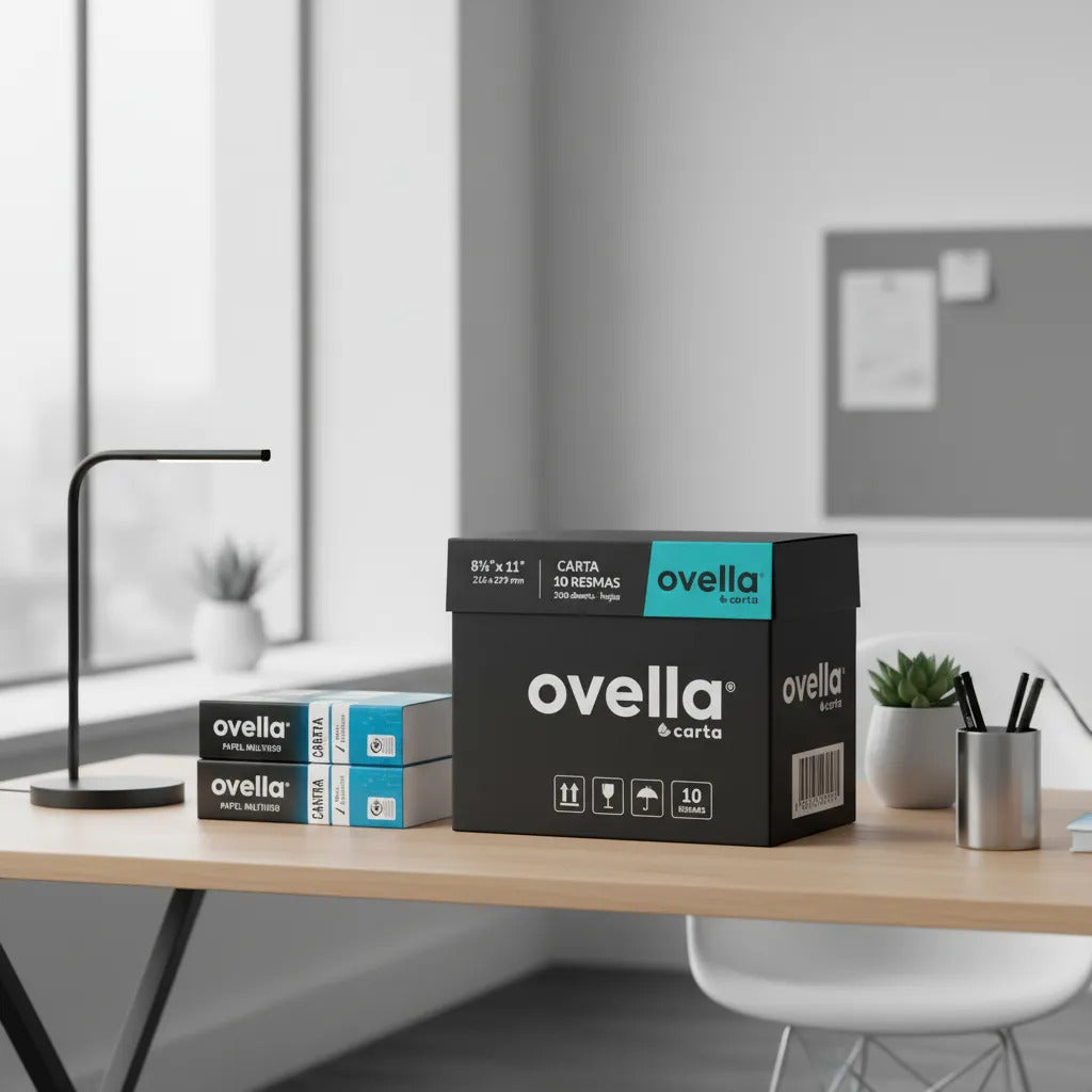 Caja 10 Resmas Papel Carta Ovella 75g/m² 500 Hojas