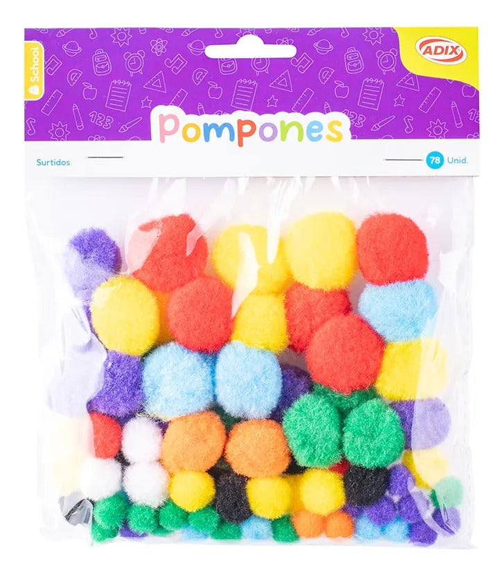 Pompones Surtidos Adix Mix Medidas Pack x78