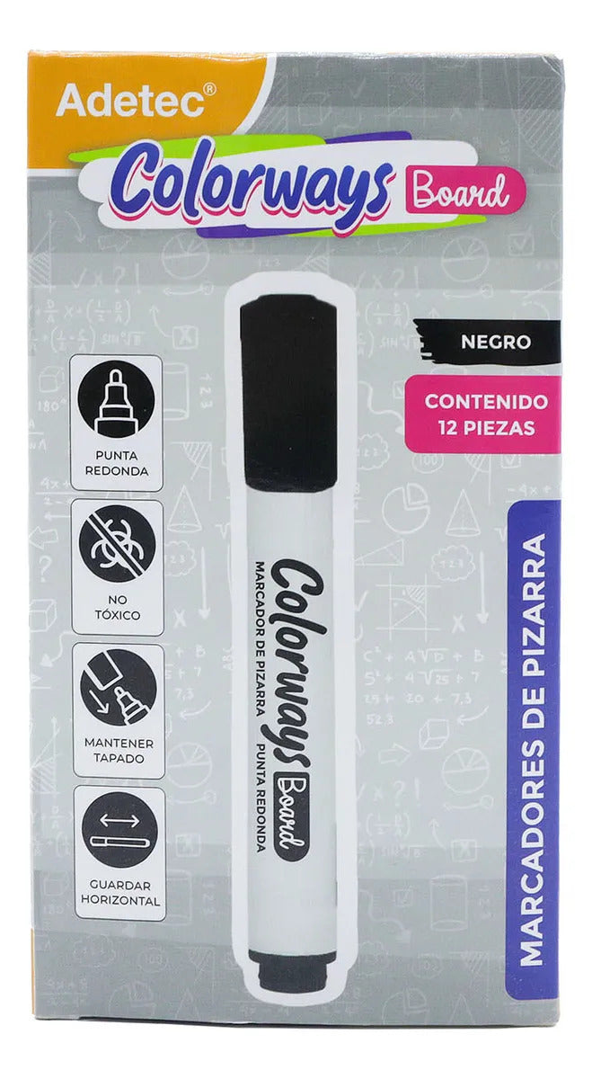 Marcador Para Pizarra Punta Redonda Adetec 1 Und Colorways
