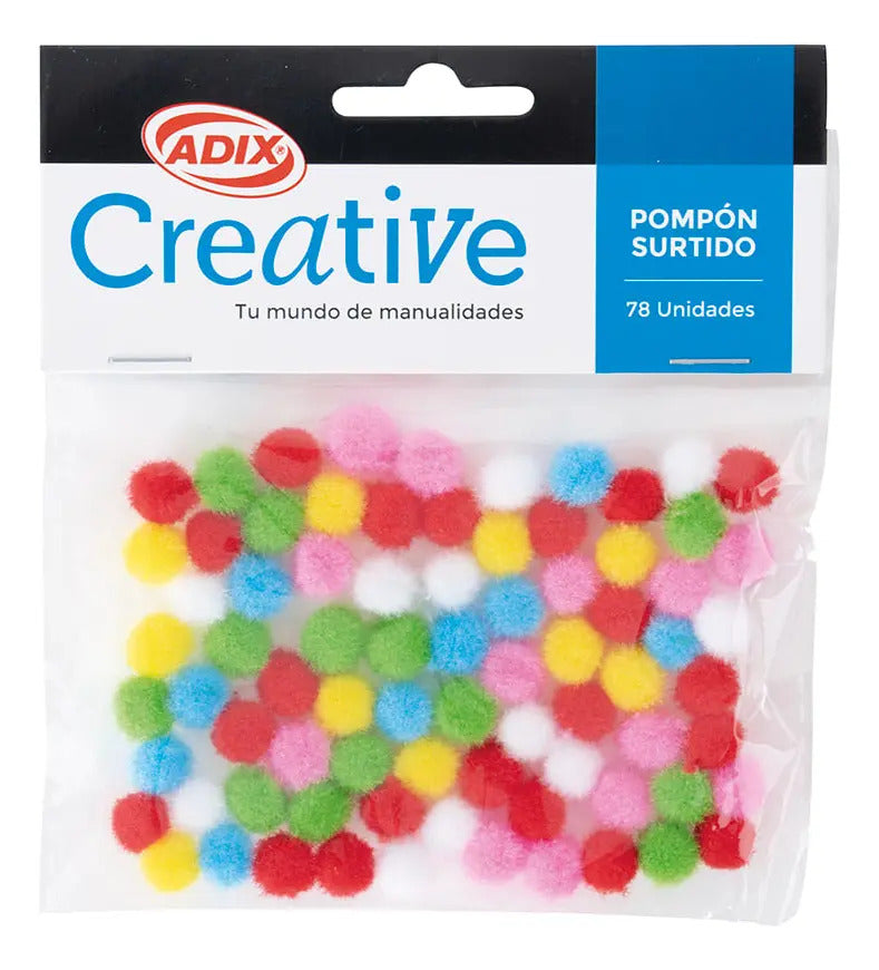 Pompones Surtidos Adix Pack 78ud, Mix Medidas