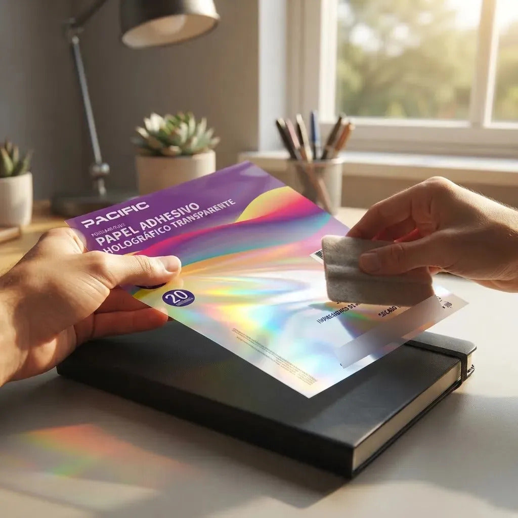 Papel Adhesivo Holográfico Transparente A4