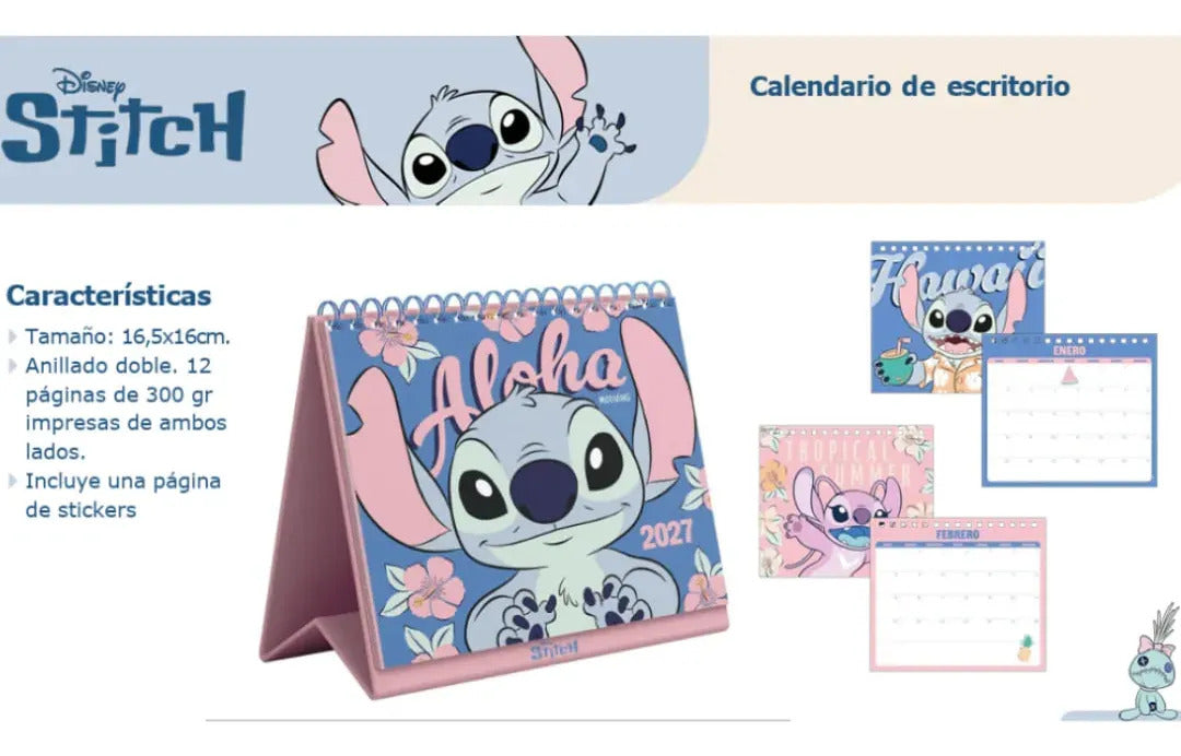 Calendario de Escritorio Mooving 2027 Stitch