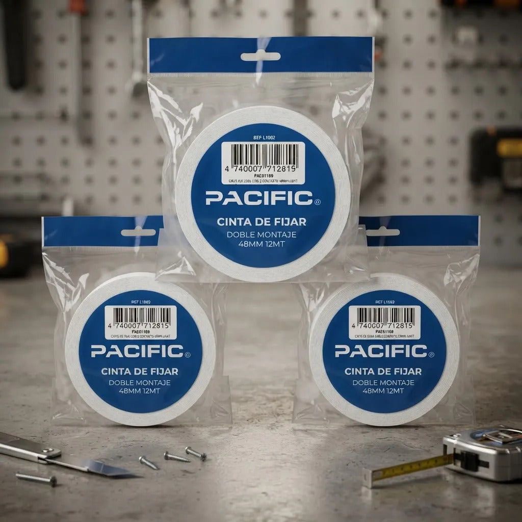 Pack 3 Cintas Montaje Doble Faz Pacific 48mm x 12m