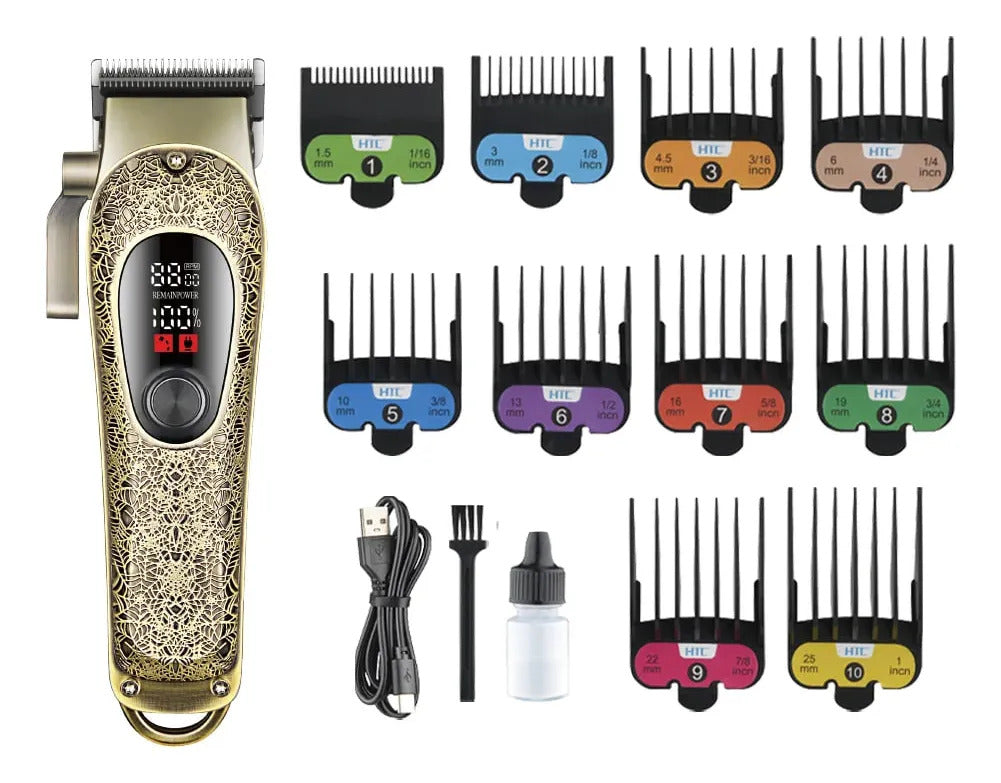 Cortadora de Pelo HTC Profesional Barbería LED