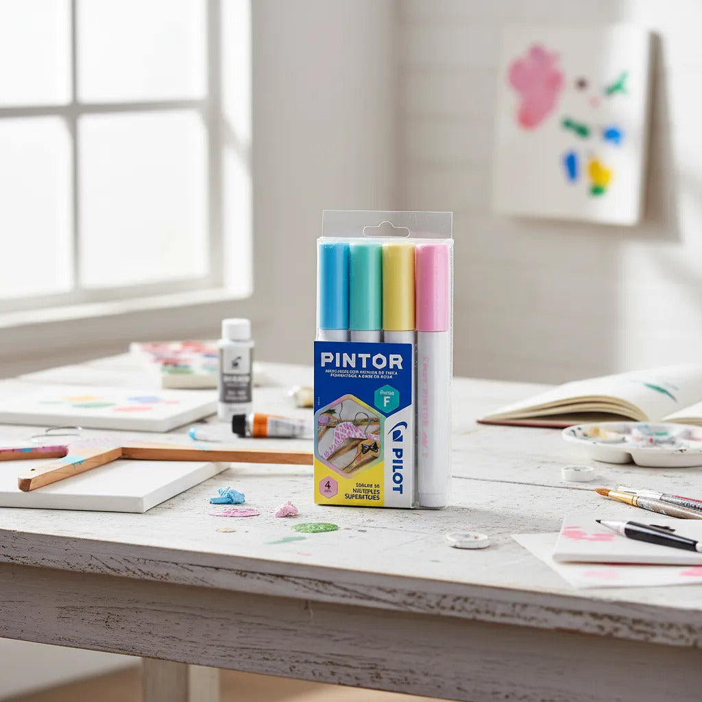 Set Pilot Pintor Multisuperficie Pastel Punta Fina 4ud