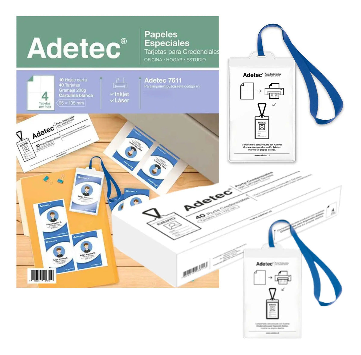 Set De 40 Porta Credenciales + Tarjetas Credencial 95x135mm