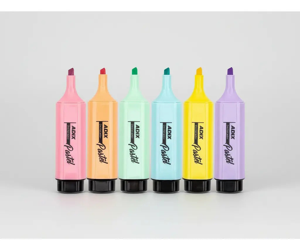 Destacadores Adix Biselados x6, Colores Pastel