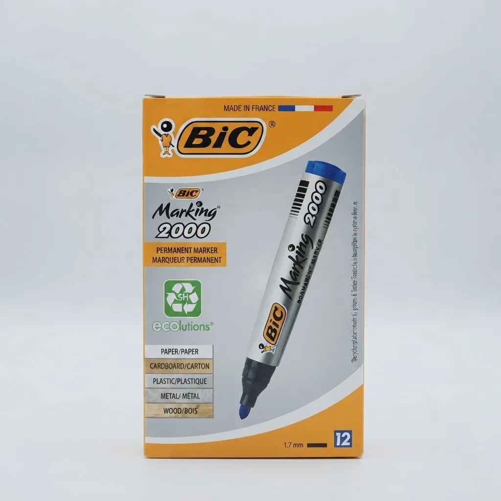Marcador Permanente Bic Marking 2000 Azul - Caja 12 Unidades