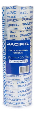Cinta Adhesiva Cristal Pacific 18mm x20m Pack x10