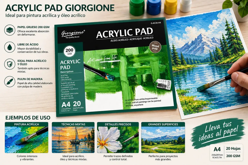 Block para Pintura Acrílica y Óleo Giorgione A4 200g